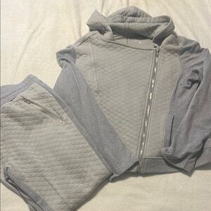 Gray Quilted Hoodie and Joggers Set